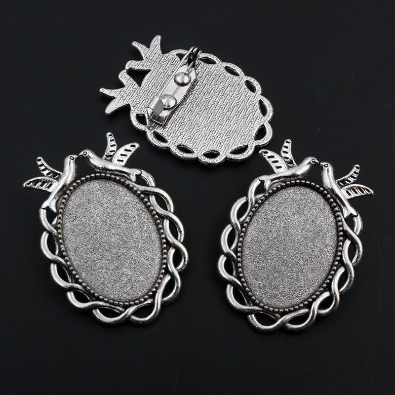 5pcs 18x25mm Inner Size Multi Styles Brooch Cabochons Blank Base Setting Tray Bezel DIY Jewelry Making Accessories Findings