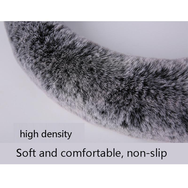 New 3Pcs Winter Plush Fur Car Steering Wheel Cover Hand Brake Handbrake Cover Gear Knob Cover Fluffy Soft Grab cute Styling