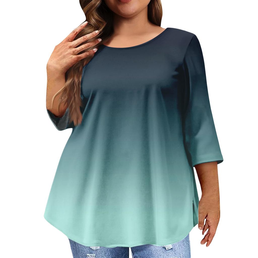 Women's Fashion Casual Round  Neck 3/4 Sleeve Oversized Top