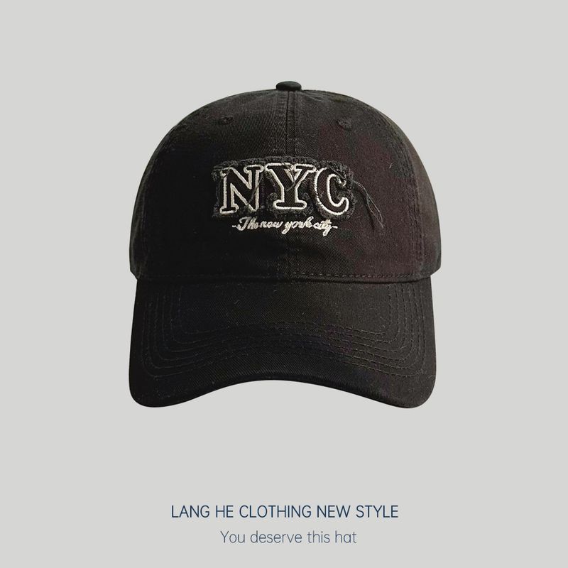 

Бейсболка из выстиранного денима, женская, в стиле K-pop, повседневная, универсальная, с надписями, потертая, парная, кепка с козырьком, летняя мужская шляпа от солнца Black Adjustable 54-58cm