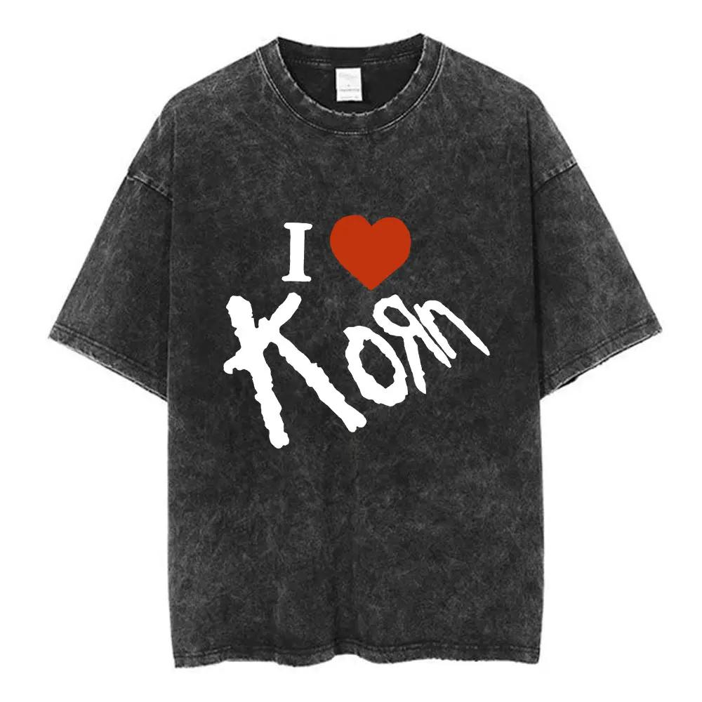 Korn Follow The Leader Got The Life Washed T Shirts Men Women Classic Metal Gothic Rock Band Tshirts Vintage Oversized Tshirt