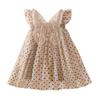 Mädchen Prinzessinnenkleid aus Netzstoff mit Punkten und Schmetterlings-Hosenträgern