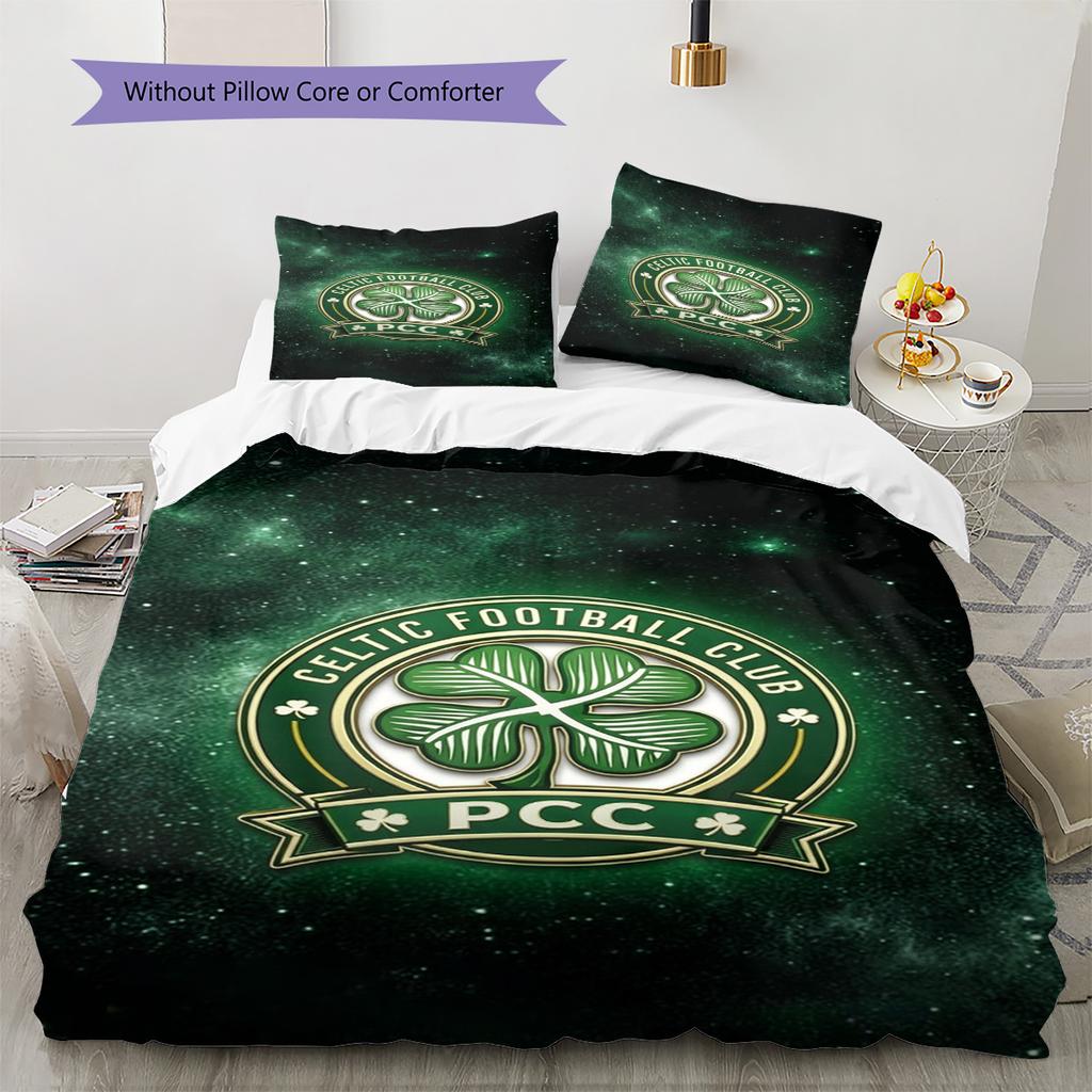Set Biancheria da Letto con Motivo Logo Celtic FC Copripiumino Federa Decorazione per la Casa Regalo (1 * copripiumino + 2 * federa, senza nucleo)