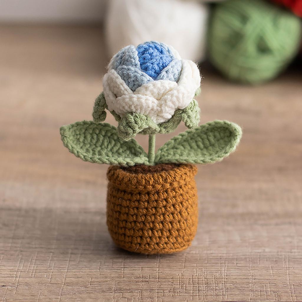 Háčkovaný slunečnicový košík Ručně pletené simulované slunečnice Květináčové ozdoby Sváteční dárky