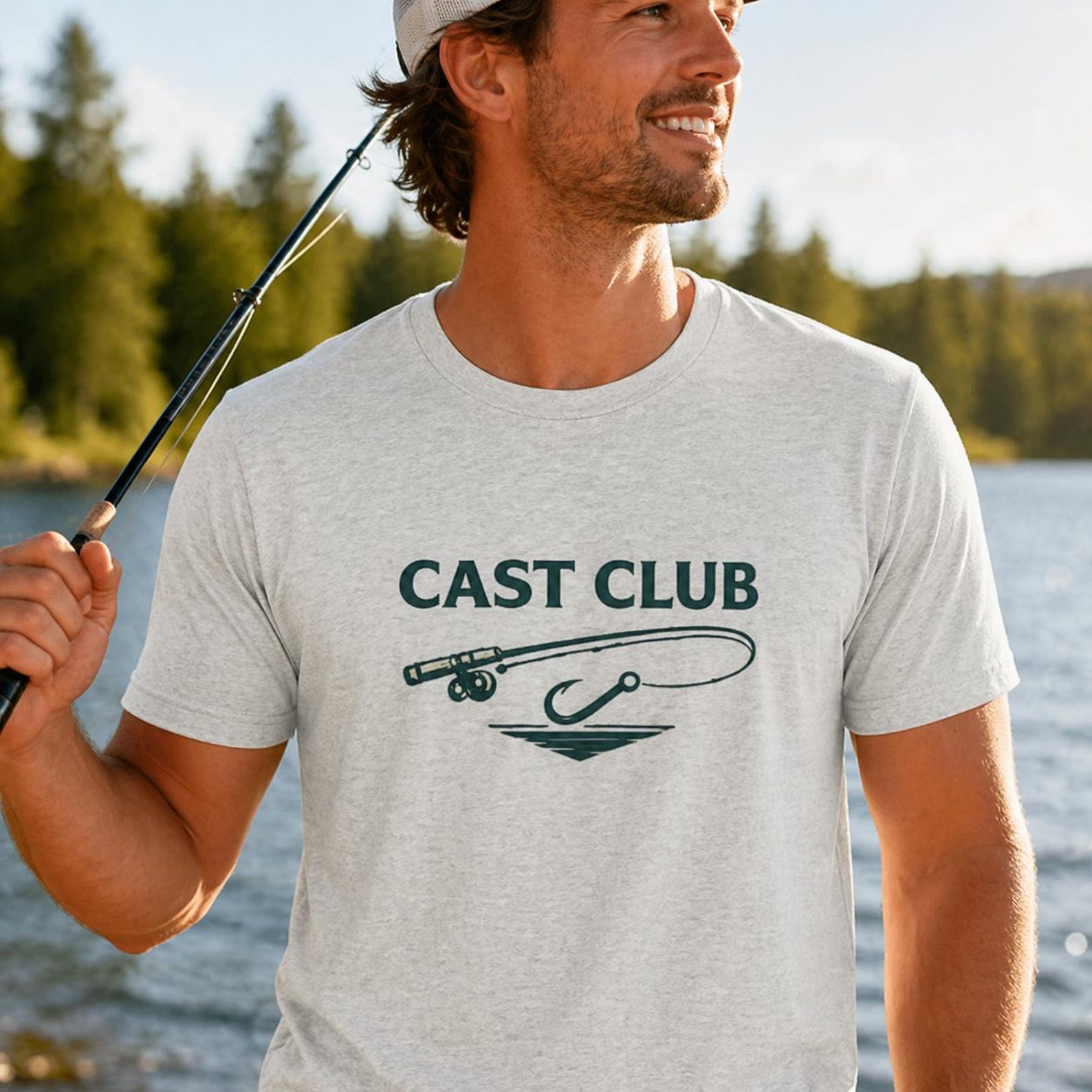 Cast Club Fishing Shirt, Minimalist Angler Graphic Tee, Lake Life Apparel S