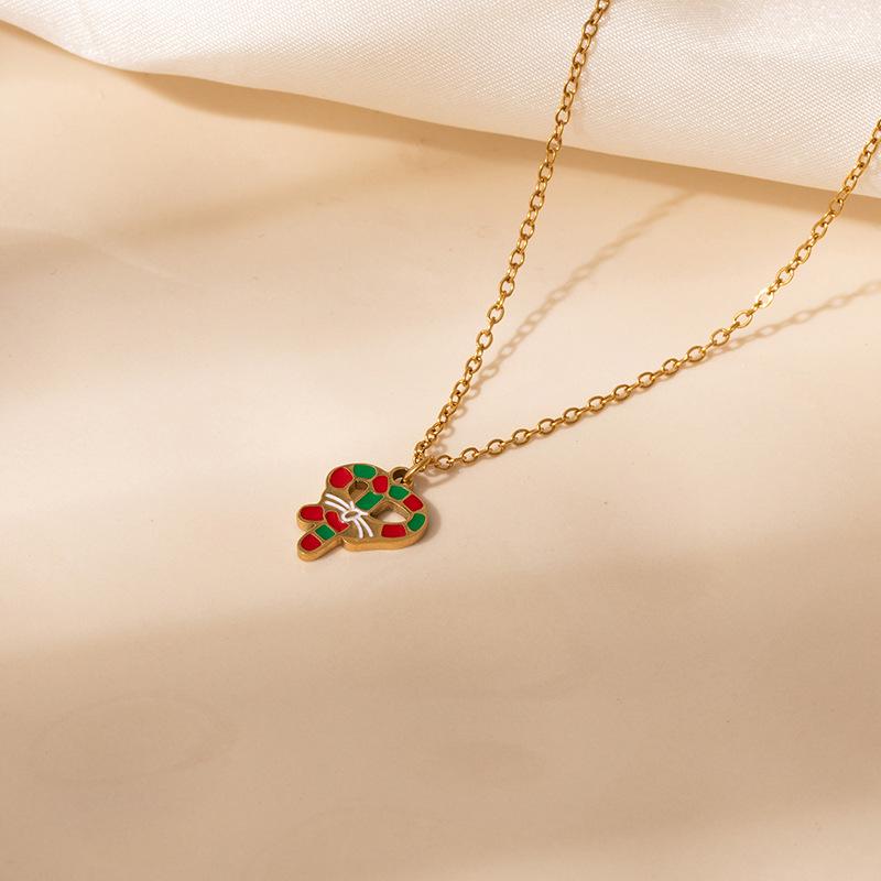 Collier avec Pendentif Renne de Noël à Gouttes d'Huile et Nœud, Boîte Cadeau pour Femme - Bijou Élégant Chaîne de Clavicule Européenne et Américaine.