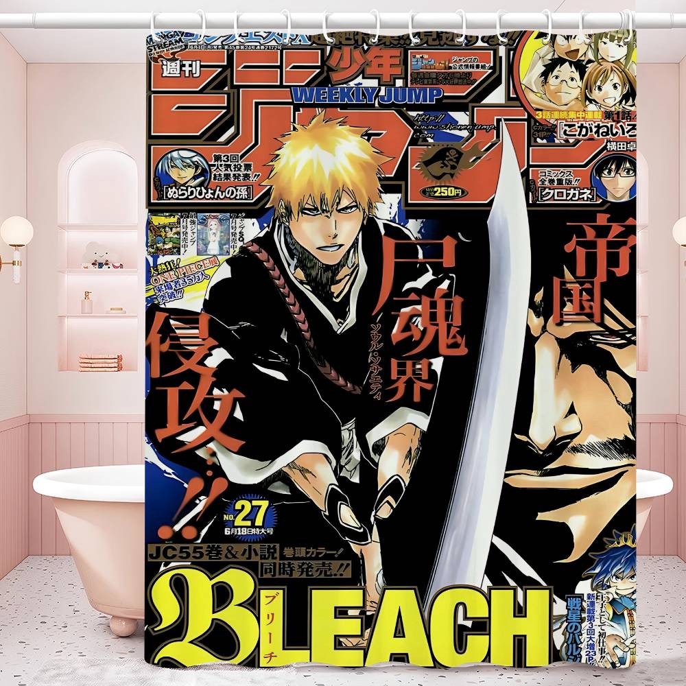 Anime Bleach Duschdraperi Badgardin Tryck Polyestertyg Vattentätt Badrumsgardiner med Krokar Badskärm