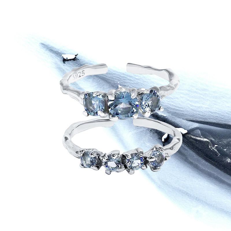 Elegant Adjustable Open Ring Stylish Copper Geometry Design With Sparkling Zirconia Gemstones