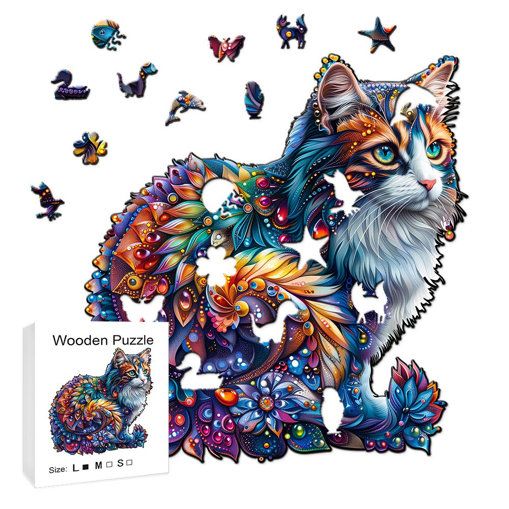 Wooden Puzzle - Colorful Succulent - Adult and Children's Wooden Puzzle - Unique Shaped Animal Wooden Puzzle - Adult Jigsaw
