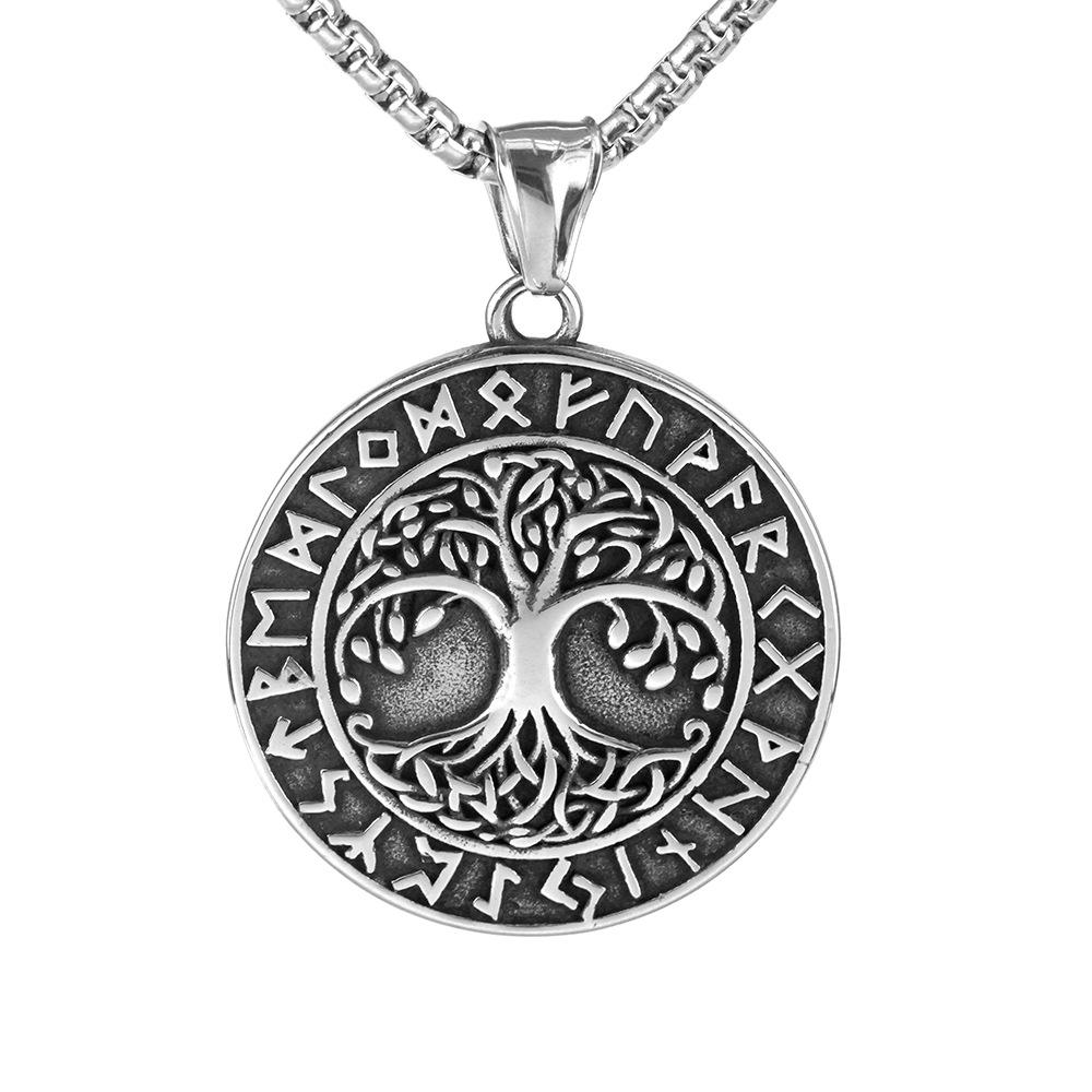 Viking Tree of Life Rune Pendant Necklace Stainless Steel Men s Personalized Jewelry