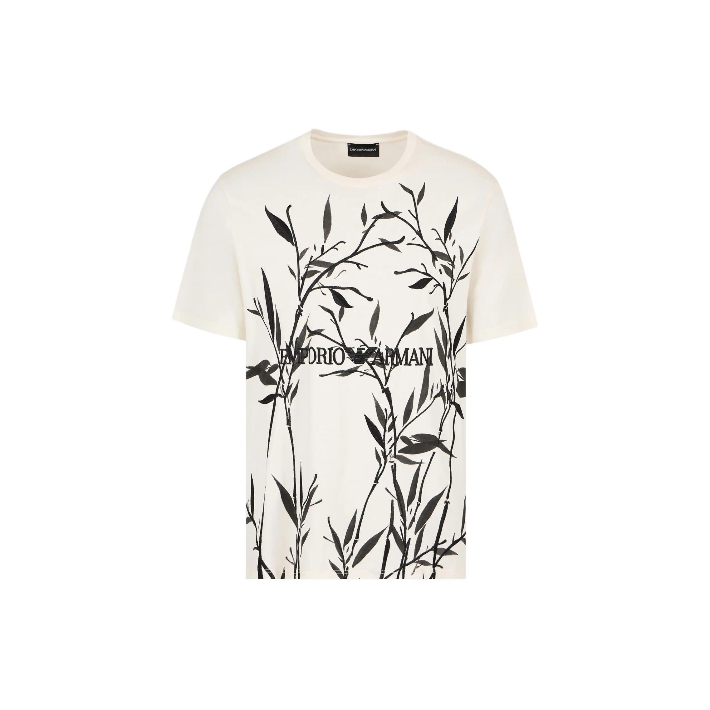 Emporio Armani Ss24 Logo Letter Print Crew Neck Short Sleeve T-Shirt Men tops White 3D1T6U-1J7FZ-01N0 L