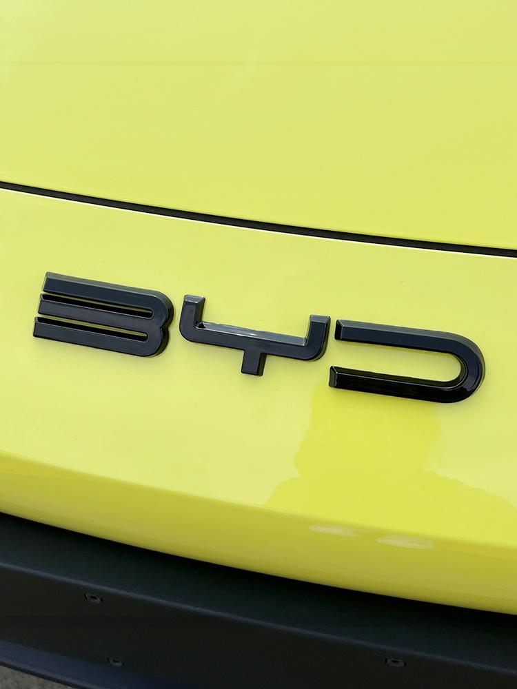 BYD Seagull Logo z przodu Logo z literami Włókno węglowe BYD Jasna czarna ozdobna naszywka Zmieniony kolor