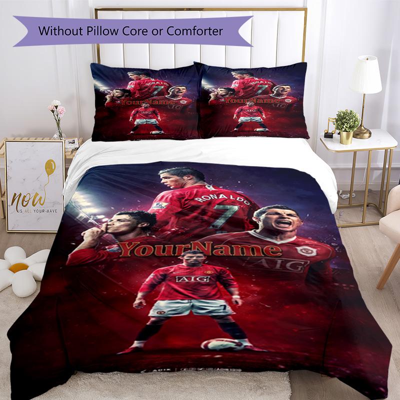 Cristiano Ronaldo 59 Customize Your Name Bedding Set Breathable Duvet Cover with Pillowcases Home Decoration Birthday Gift