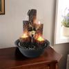 Resin Waterfall Fountain for Home Office Feng Shui Relaxation Top Water Feature with Lights Delightful Tabletop Ornaments Gift