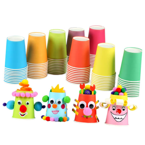 OHPHCALL 100pcs Disposable Drink Cups, Party Cups, Plastic Cups, DIY Paper Cups, Colored Paper Cups, Disposable Paper Cups, Blank Mugs, Disposable Cup
