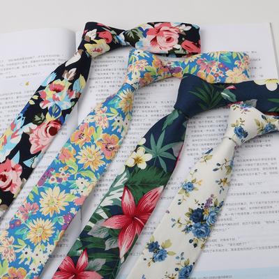 Corbata Floral Camisa de Algodón Estampada para Hombre Edición Estrecha 6cm Corbata de Mano Coreana Casual Corbata para Mujer