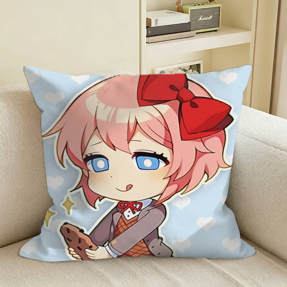 DDLC Game Sayori Square Sofa Pillow Cover Solid Color Living Room Home Decor Cushion Case