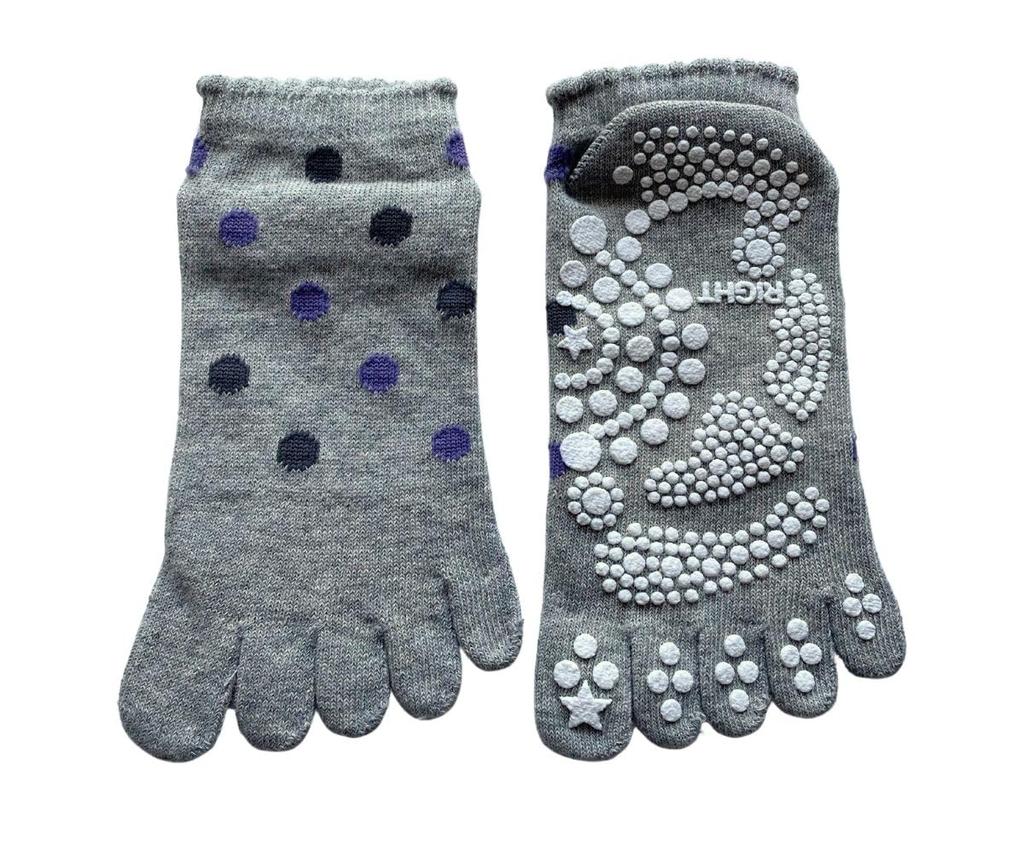 Ponožky pro ponožky pro krátkou sadu na jógu s puntíky 5-prsté dámské, sportovní, protiskluzové, 5-prsté dámské, délka, ponožky, roztomilé, vzor, 3 páry (barvy k dispozici)