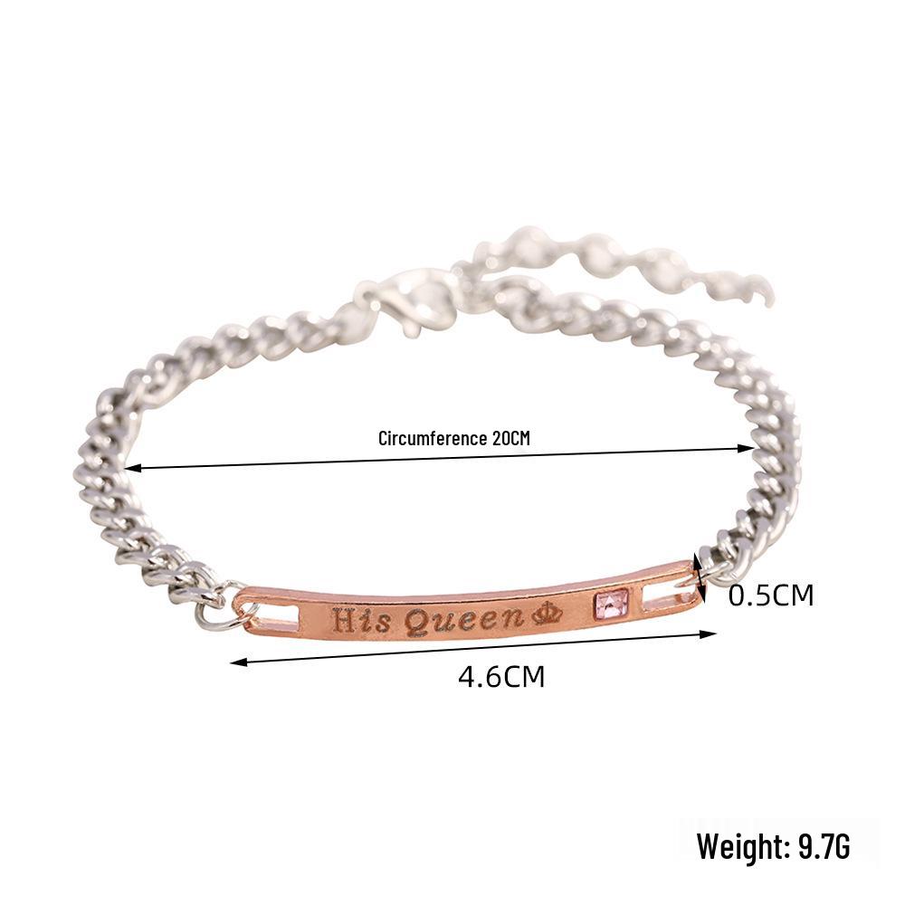 His Beauty & Her Beast Couple Bracelets - King & Queen Diamond-Studded Chains