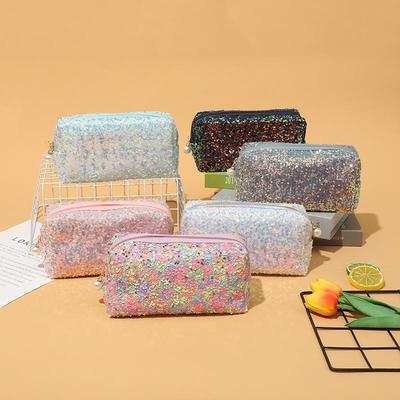 Embroidered Sequin Cosmetic Bag: Large Capacity, Celebrity-Style, Portable Storage