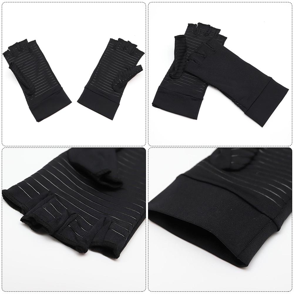 Copper Fiber Half-finger Pressure Gloves Copper Ammonia Knitted Gloves Anti-slip Outdoor Rehabilitation Training Copper Ion Gloves