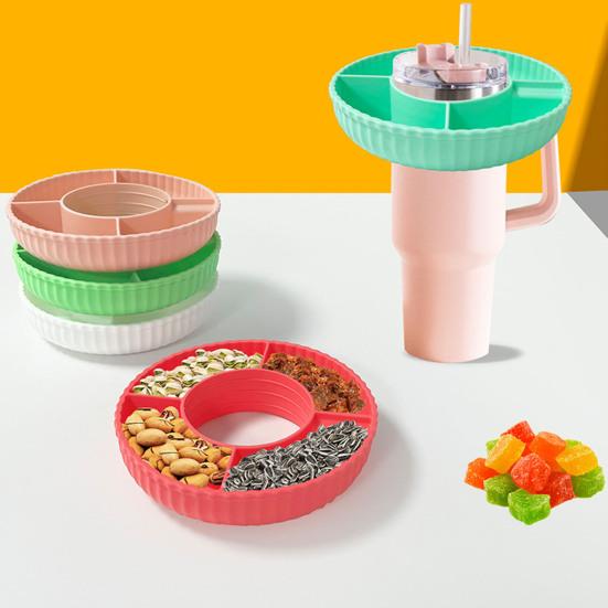 Snack Bowl Silicone Snack Platter for 40 Oz Cups Reusable Snack Tray 4-Compartment Snack Container for Cup Accessories Easy To Clean Serving