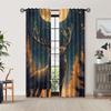 Deer Curtain - Vintage Blackout Curtains with Majestic Deer & Starry Night Forest Design    Polyester Machine Washabl