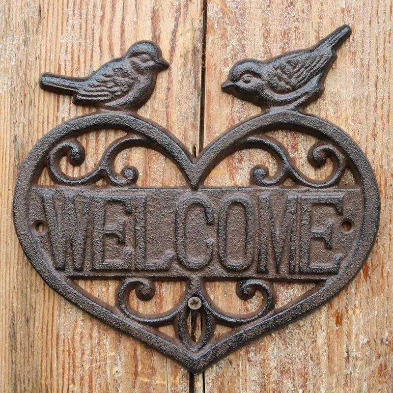 Cast Iron Decorative Plaques European Retro Style Courtyard Welcome Doorplate Outdoors Garden Deer Horse Hanging Decorations