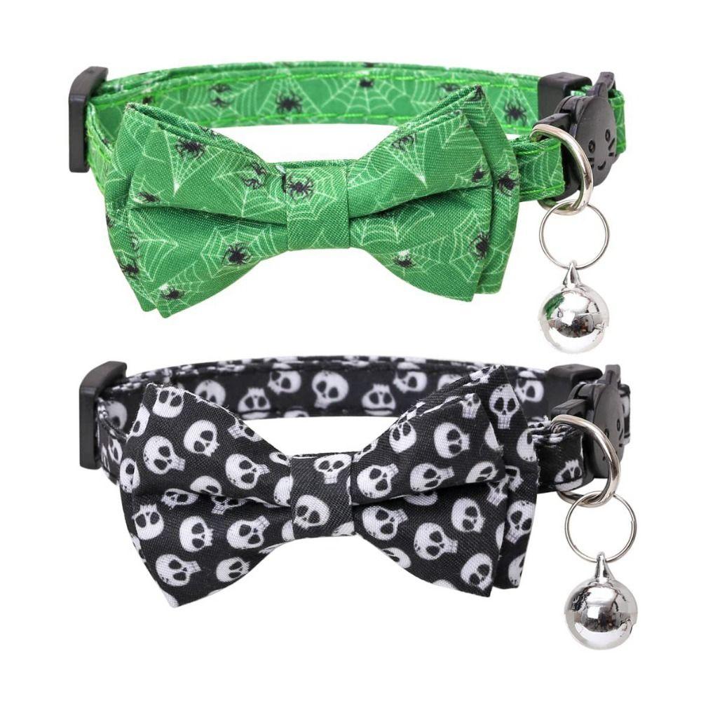 Bowknot Halloween Cat Collar Adjustable Cat Bow Tie  Ghost Festival