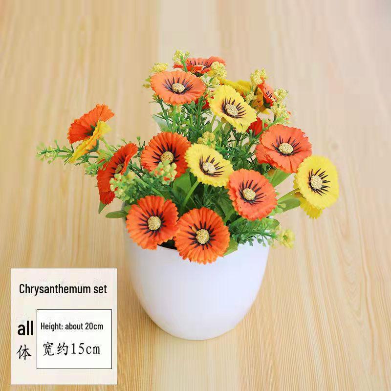 Decorative Small Artificial Potted Flowers Set for Home and Living Room Decor