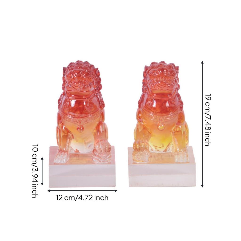 Lion Figurines Chinese-Styled Standing Ornaments Carved