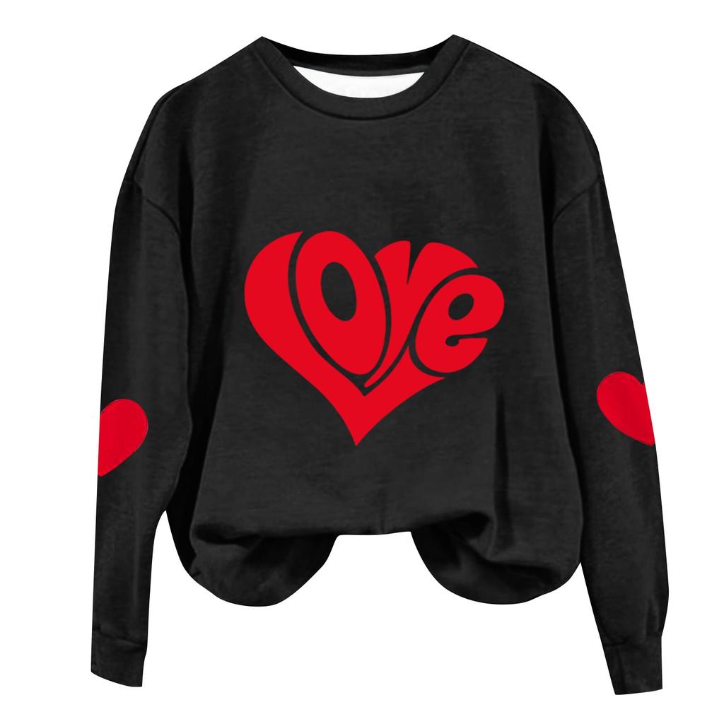 Women's Casual Fashion Valentine's Day Printing Long Sleeve O-Neck Pullover Top Blouse