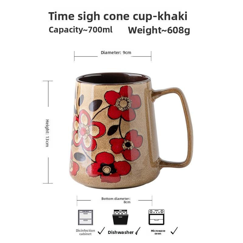 Self designed 700ml office water cup with Chinese style hand-painted ceramic mug