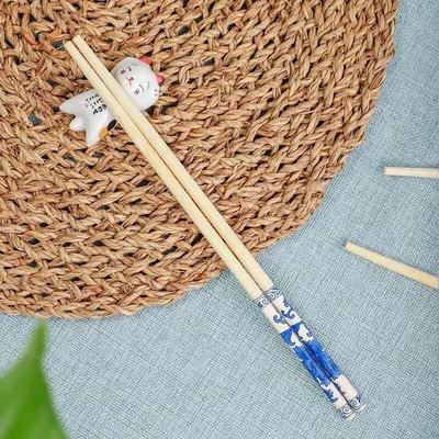 Blue and White Porcelain Printed Disposable Bamboo Chopsticks