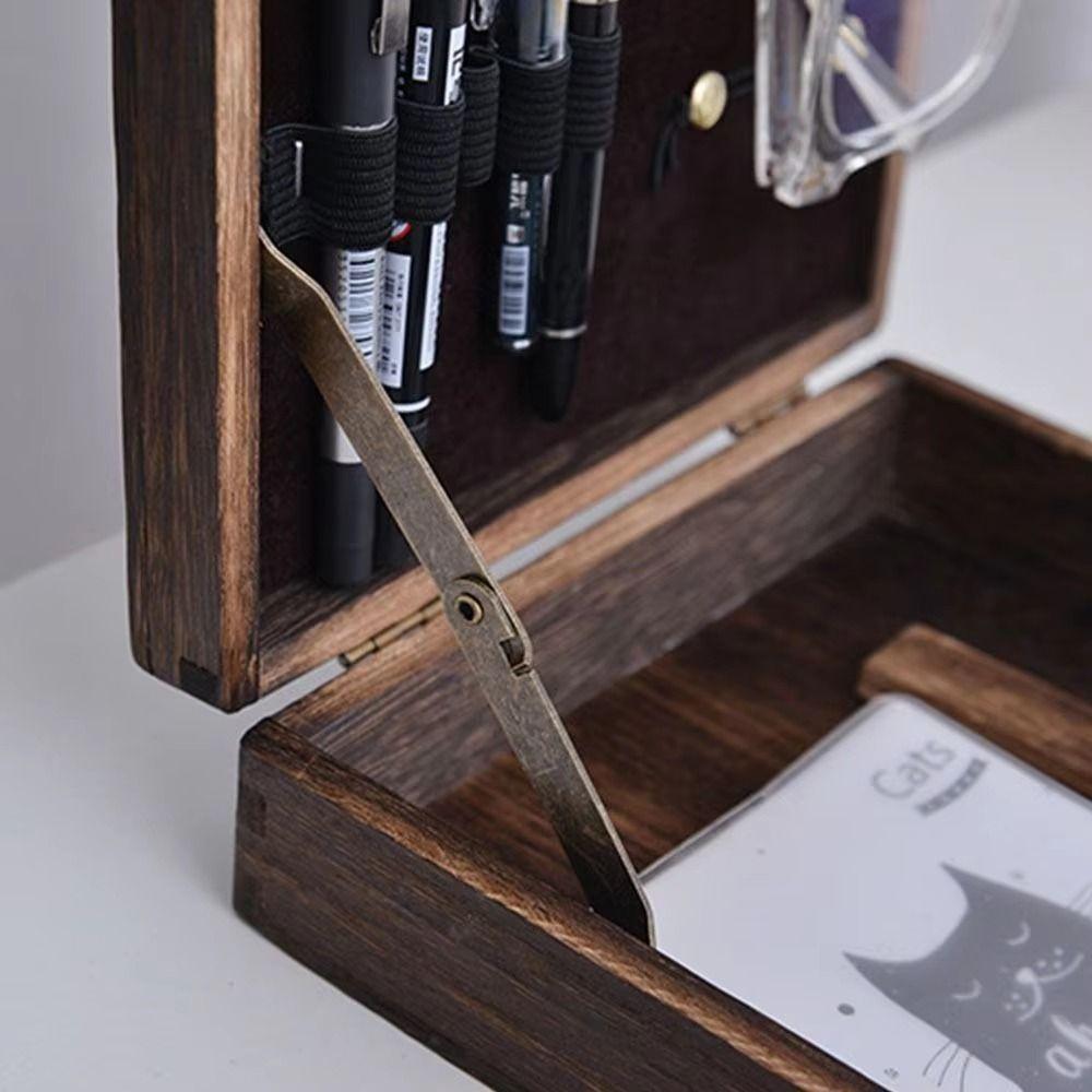 Scatola di Legno Portatile Scatola per Cancelleria Borsa Retrò per Strumenti d'Artista Messenger per Scrittori Scatola di Legno Pittura