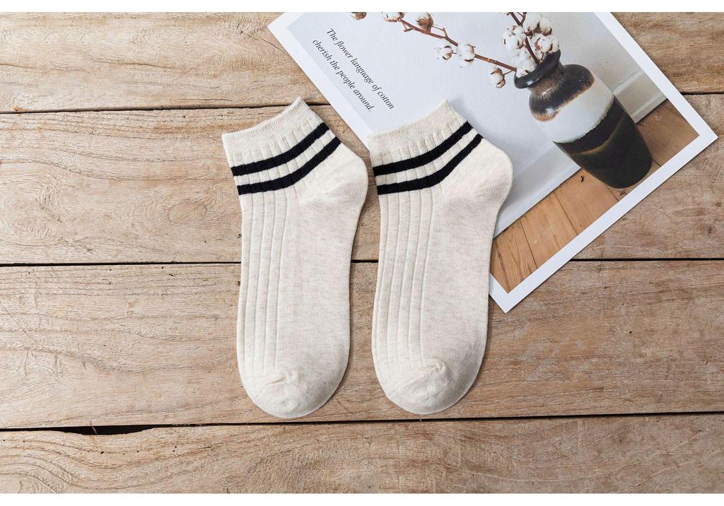 Men's Four Seasons Double Stripe Japanese Style Low-Cut Sporty Socks