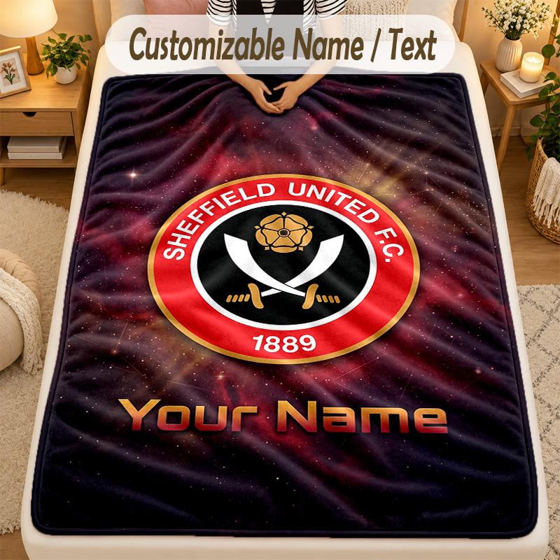 Flannel BlanketSheffield United FC Custom Name Text Personalized Soft Warm Throw Blanket Home Decor Gift