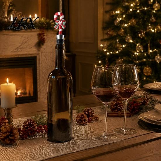 Wine Preservation Tools Christmas Bottle Stopper, Stainless Steel Reusable Cork, Decorative PVC Cartoon Festive Plugs Toppers Design, Airtight Sealing