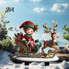 Christmas Garden Display Elf Stake, Reindeer Sleigh Acrylic Yard Art Decorative Flowerbed Stakes Waterproof Xmas Outdoor Ornament for Holiday