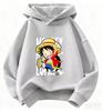 "One Piece" Luffy Hooded Sweatshirt for Children - Casual Hooded Sweatshirt with Anime Cartoon Print - Streetwear