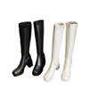 Skinny Stiefel Lange Stiefel Eckige Spitze Hoher Absatz Ritterstiefel Damen Dicker Absatz Hoher Absatz Plateau-Stiefel Herbst und Winter Lange Stiefel