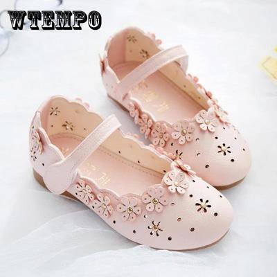 Girls Sandals Girls Spring Summer Soft Sole Low Heel Casual Sandals Solid Color Anti-slip Beads and Flowers Decoration Princess Sandals