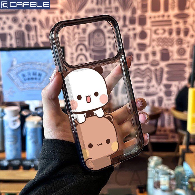Heet Transparant BuBu DuDu Koppel Cartoon Telefoonhoesje Voor iPhone 11 12 13 14 15 16 17 Air Pro Max Plus Schokbestendig PC Materiaal For iPhone 15 ProMax zwart