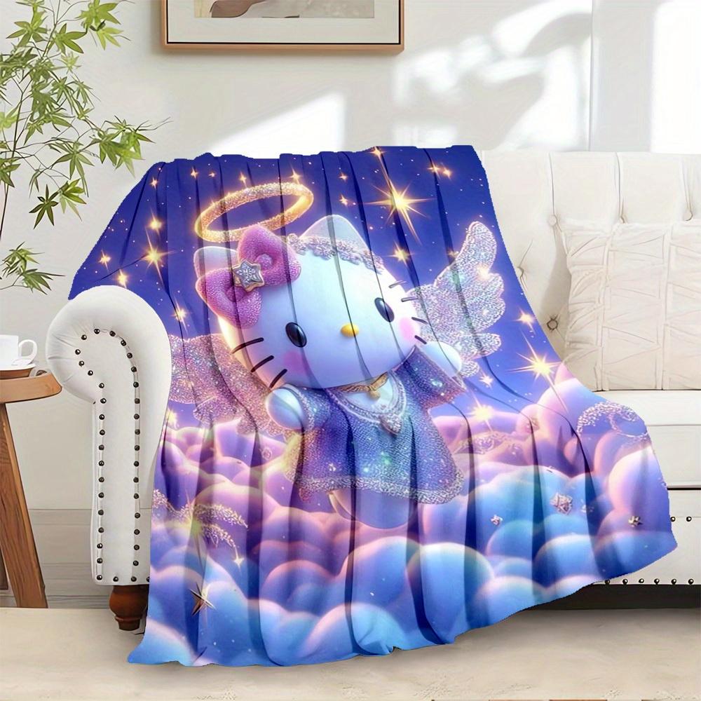 

1pc Hello Kitty Angel Wings Cloud Starry Sky Design Blanket - Home decoration blanket for all seasons, soft and comfortable, machine washabl 130x150cm