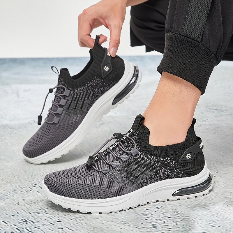 Autumn new products men's single shoes fly-woven socks casual shoes soft sole light air cushion sports shoes