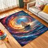 1PC Mystical Starry Vortex and Sailboat Print Carpet Rug for Living Room Bedroom Sofa Doormat Home Decor Non-slip Floor Mat
