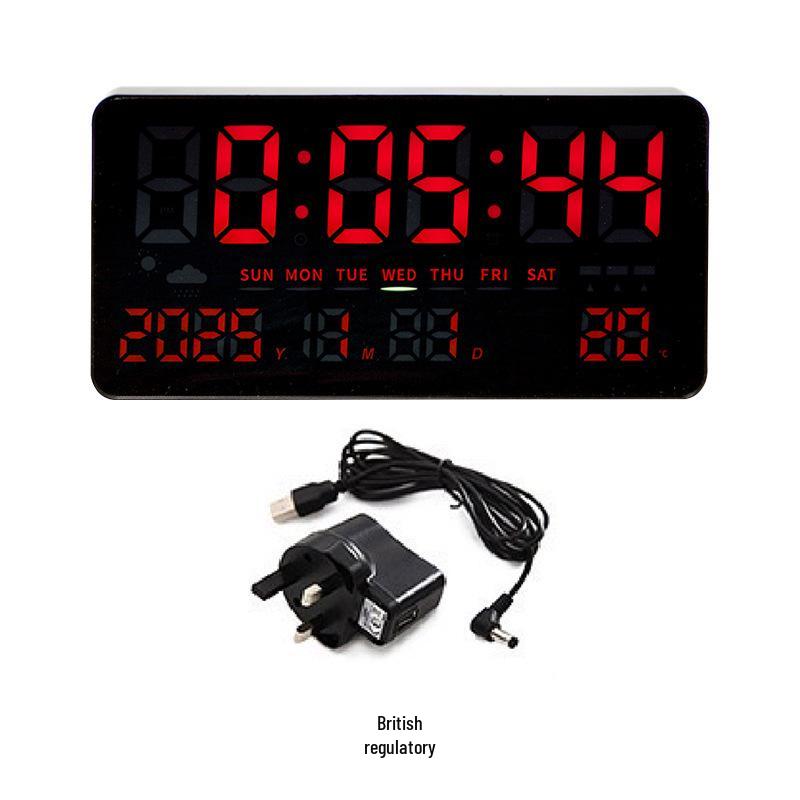Large Wall-Mounted Digital Clock with Temperature & Alarm