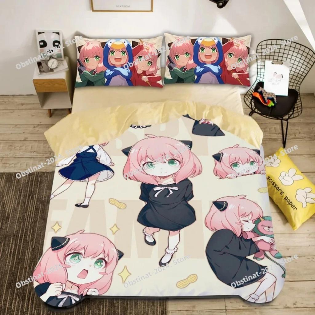 Anime Spy X Family Bedding SetSpy Funny Anya Printed With Pillowcase Bed Duvet Cover Soft Single Double Queen Super King Size