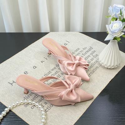 Fashion Pointed Toe Women Slippers 2024 Summer New Fashion Thin High Heels Slippers Female Casual Party Outdoor Slingbacks Pumps