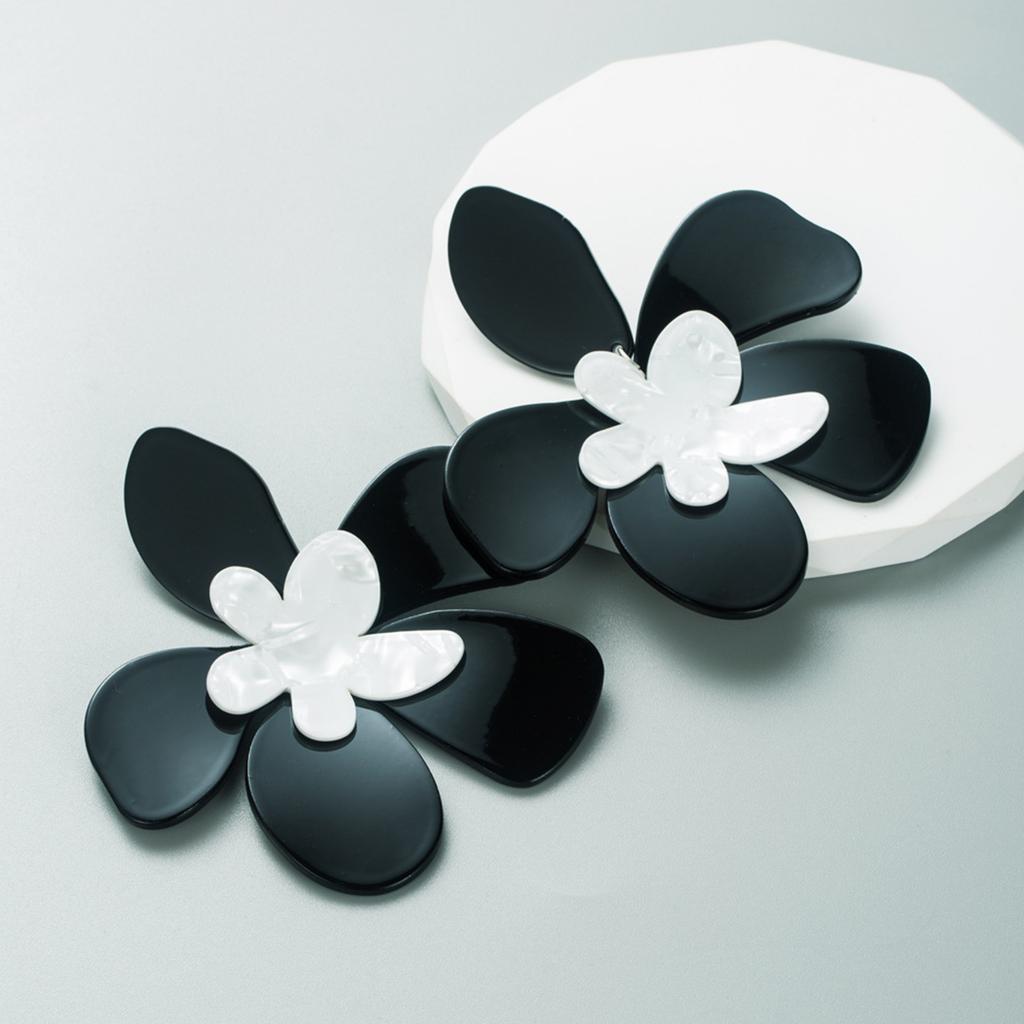 Acrylic Big Flowers Drop Earrings Handmade Boho Petal Charm Earrings Temperament Jewelry Birthday Gifts for Her